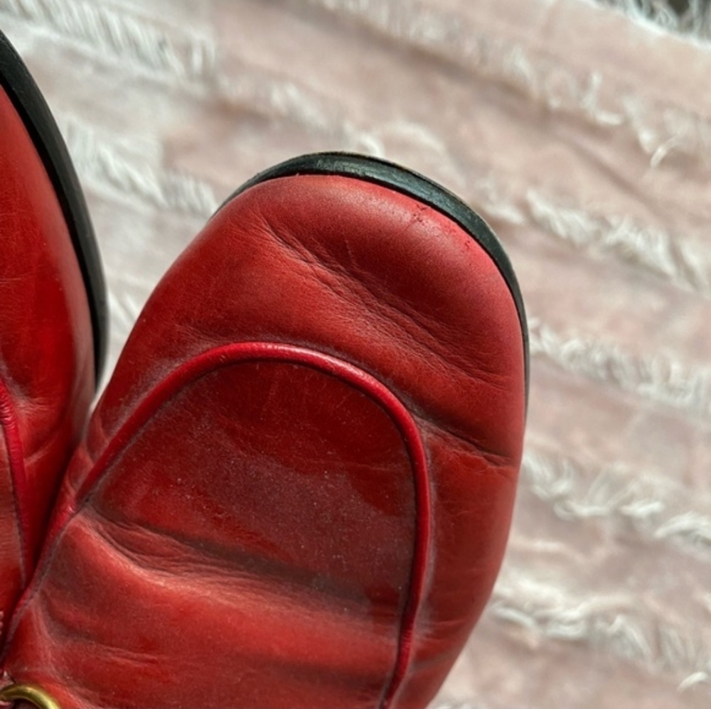 Gucci Red Leather Women's Loafers - Picture 7 of 9
